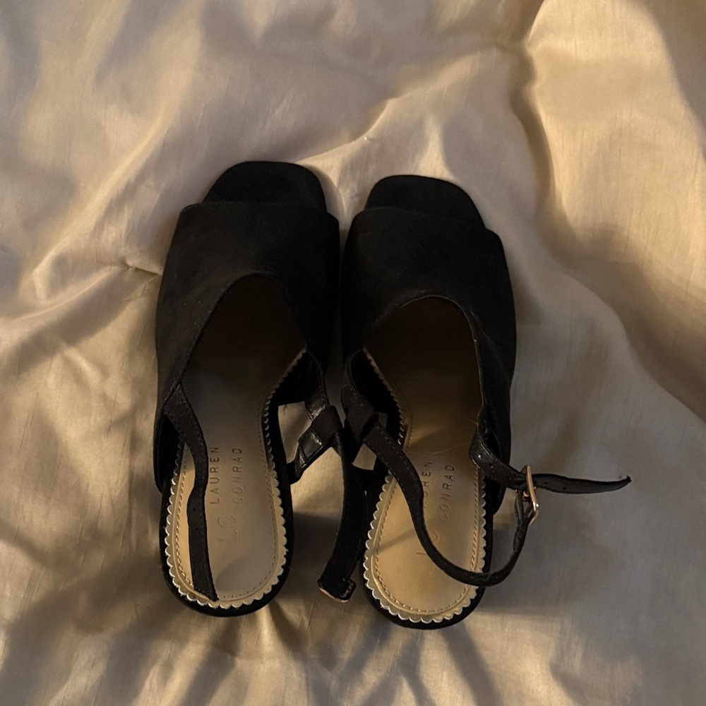 LC Lauren Conrad Black Suede Mules